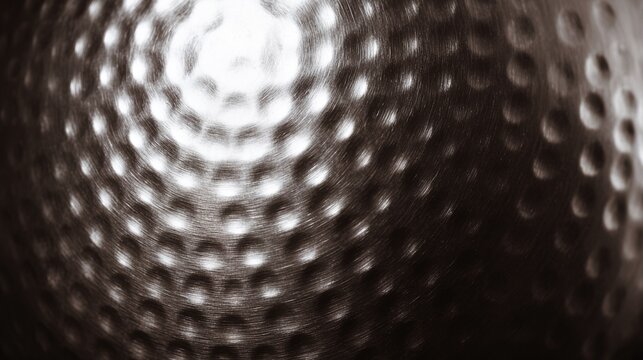 dimple. Close-up of a hammered tin sheet showing geometric dimple texture with dramatic shadows. safety posters, maintenance manuals, designed for industrial assembly lines and welding operations.