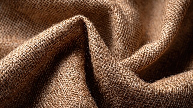 Natural burlap fabric rough weave texture close up