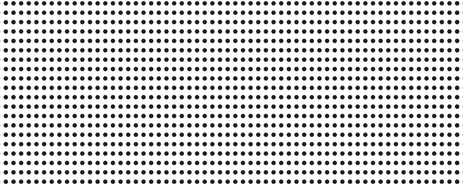 White screen LED digital dot pattern bg. Black circle pixels, spots, specks on panel texture. Vector seamless grid. Billboard overlay for display wall monitor design.illustration eps 10