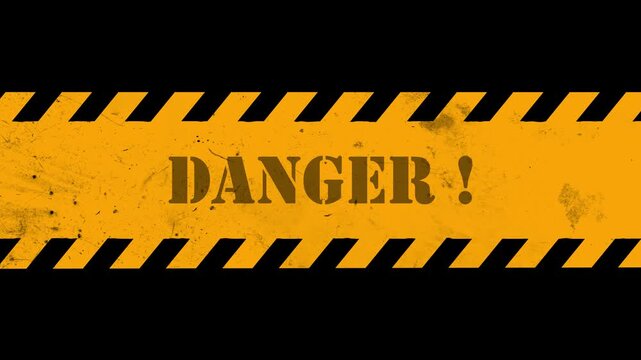 Danger Warning Sign Animation Industrial Hazard Caution Tape Background
