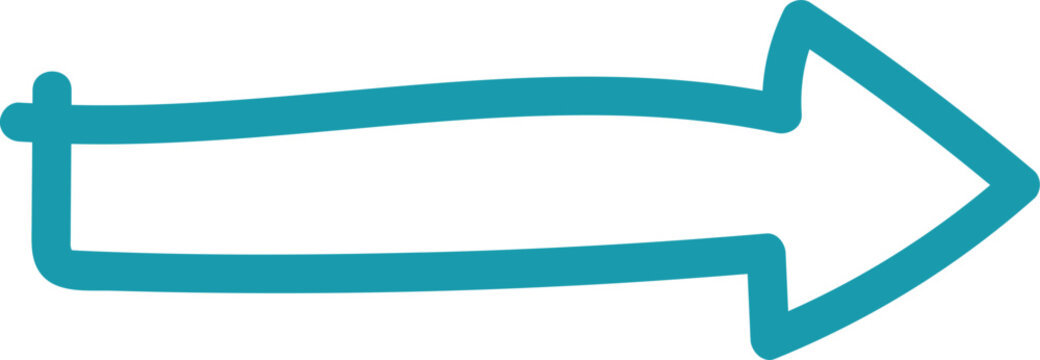 A simple hand-drawn teal arrow outline pointing towards the right on a solid black background.