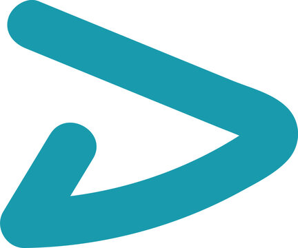 Abstract teal geometric pixelated shape resembling a right arrow or bracket symbol on black background