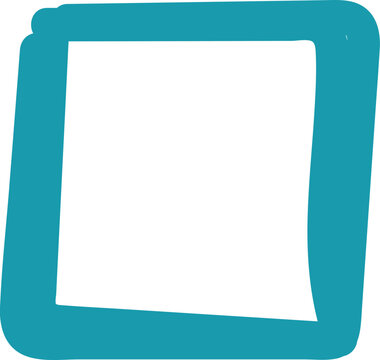 Cyan rounded rectangle frame icon on a black background for digital interface and graphic design