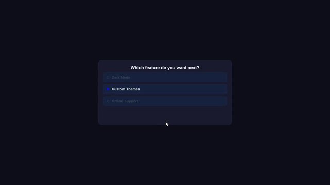 UI Animation of Online Corporate Survey Question Selection