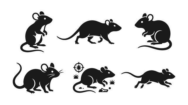 Mouse Silhouette Vector Set