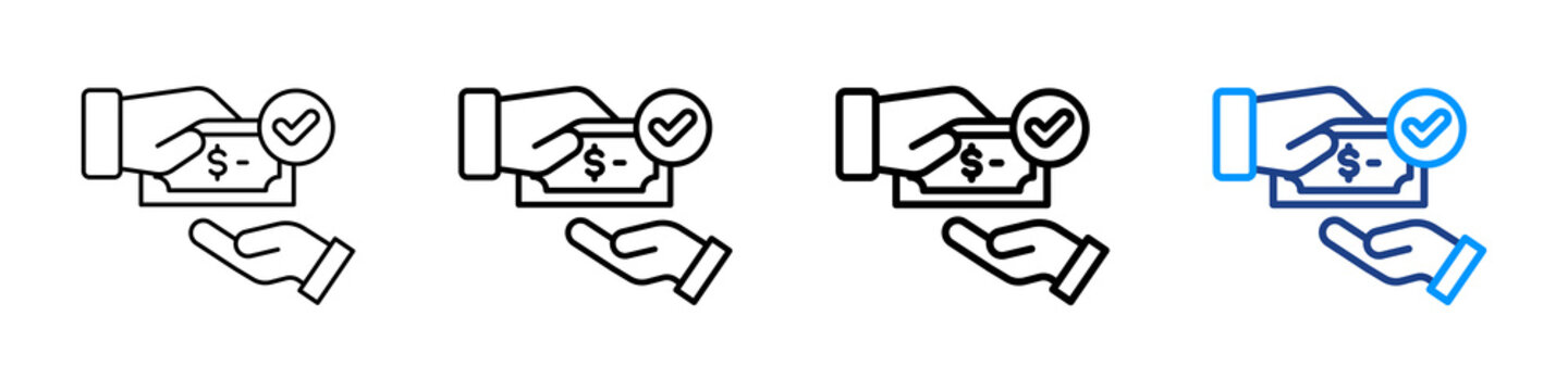 Payment Approval Icon Different Style Outline Collection Set.