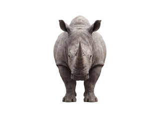 White rhinoceros standing, front view, isolated on transparent background (PNG) © Trixy