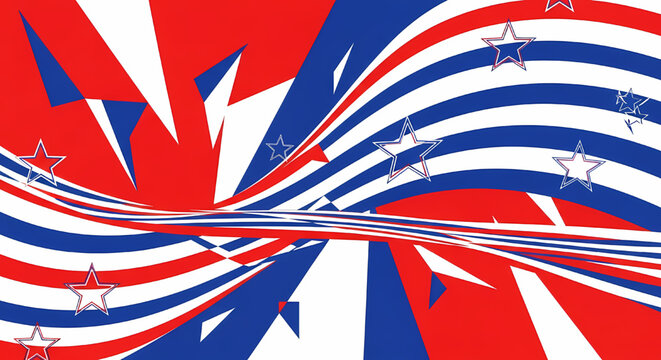 Abstract red white and blue patriotic background
