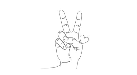 Fototapeta premium Hand Drawing Peace Sign with Heart
