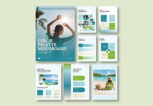 Brand Style Guide Color Palette Moodboard Template for Color Scheme Board, Lookbook Layout, Colour Swatch Pages