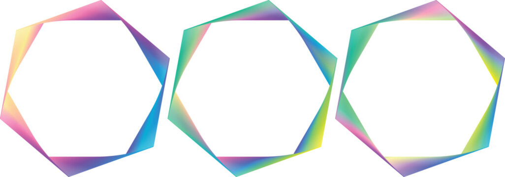 Abstract geometric octagon frames vibrant color spectrum gradient lines art modern background design.