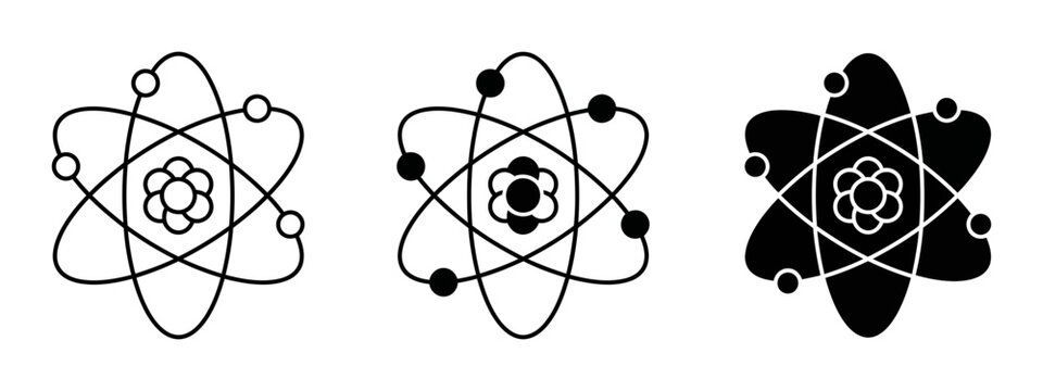 Atomic Structure Icons, Science Symbols, Nuclear Energy Concepts, Physics Diagrams