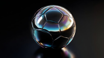 Naklejka premium modern soccer ball with soft reflections on glossy surface, photorealistic, studio lighting, high detail