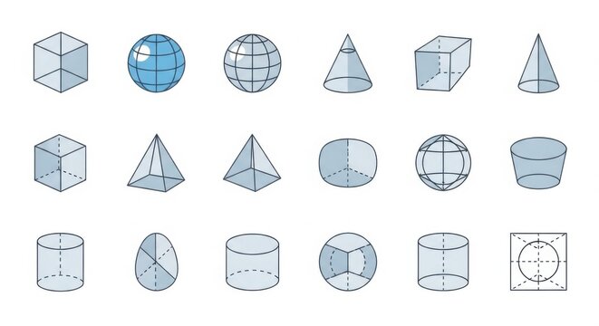 3d geometric shapes, basic forms