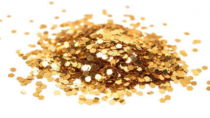 Obraz premium Golden glitter background, abstract gold confetti texture representing luxury, celebration, and transparent triumph with background