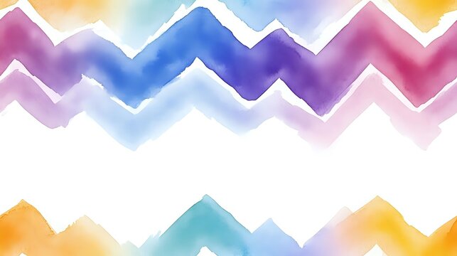 Watercolor chevron stripes in vibrant rainbow hues fade into white space. Soft blended colors create flowing wave patterns ideal for backgrounds, web design, and creative projects.