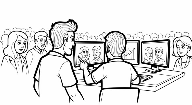 Professional conducting virtual job interview with multiple candidates.