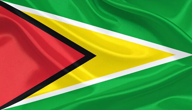 "Guyana flag with dynamic triangles"