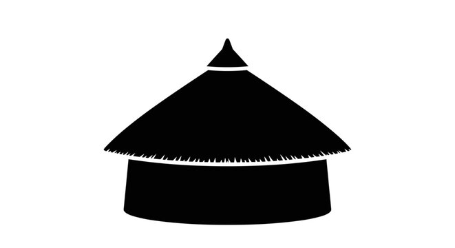 Traditional Thatched Roof Hut Silhouette.