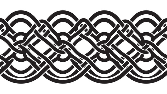 Seamless celtic knotwork border ornament black and white vector illustration with knotwork ornament interlocking seamless illustration decorative traditional geometry abstract cultural