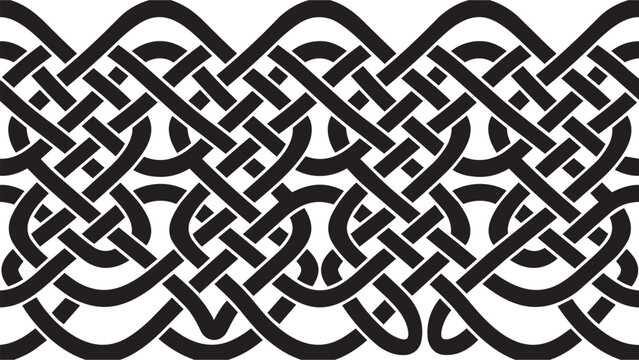 Detailed celtic interlace knot pattern seamless graphic ornament with interlace seamless ornament interwoven illustration decorative geometry traditional abstract monochrome cultural