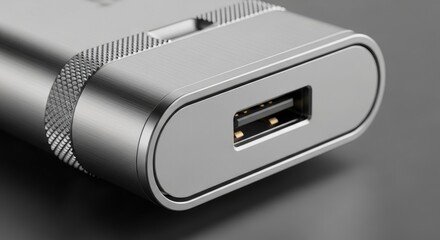 Fototapeta na wymiar Close-up of a Modern Silver USB Port Connector with Technology Focus.