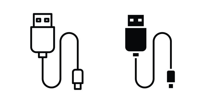 Charging cable icon editable stroke Line pack. Clipart icon set