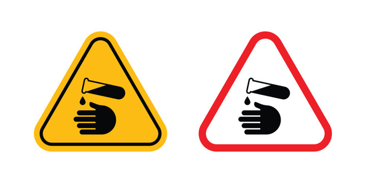 Corrosive acid safety sign editable stroke Line pack. Clipart icon set
