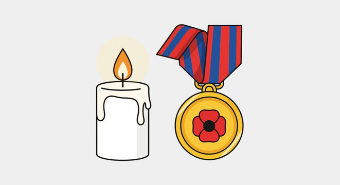 Purple heart burns on Remembrance Day with a lit candle nearby always