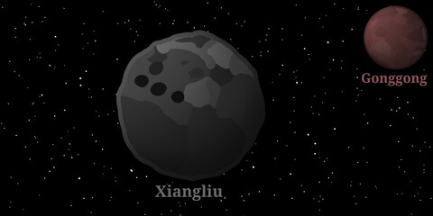 Gonggong's Moons Illustration (Xiangliu) – Natural Satellites of Solar System Minor Planet © Zhafran Visuals