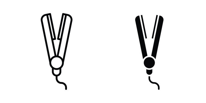 Hair straightener icon editable stroke Line pack. Clipart icon set