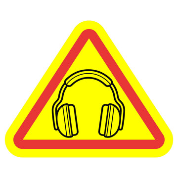 Industrial Hearing Protection Mandatory Warning Sign Icon.