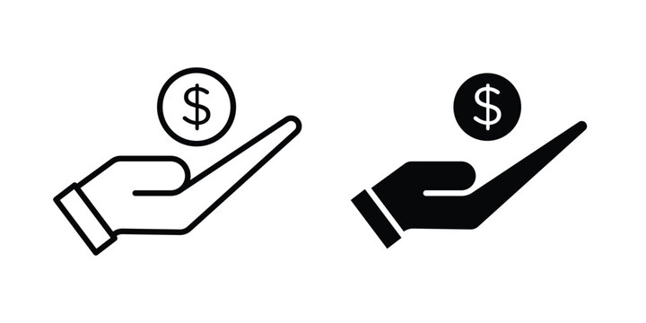 Hand holding money icon editable stroke Line pack. Clipart icon set