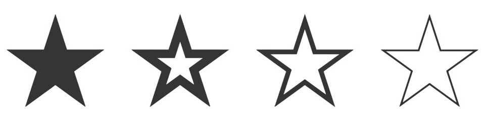 Obraz premium Four Stars Lineup: Solid, Outline, Filled Outline, Empty