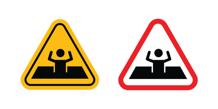 Mud warning sign editable stroke Line pack. Clipart icon set