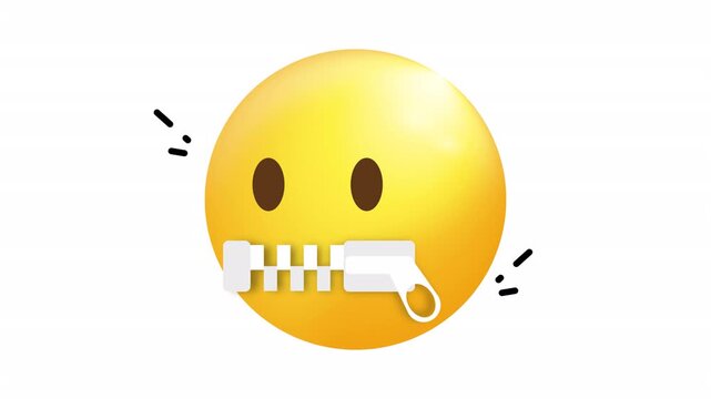 Yellow zip mouth emoji graphic for digital content, suitable for social media, messaging apps, and cartoon designs. Fun and expressive character.