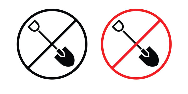 No digging sign editable stroke Line pack. Clipart icon set