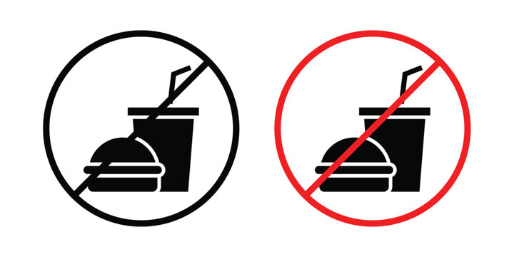 No food allowed sign editable stroke Line pack. Clipart icon set