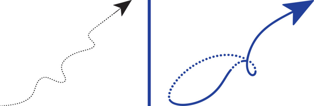 Comparison of non linear growth paths with wavy and looping arrows vector illustration for business strategy and progress