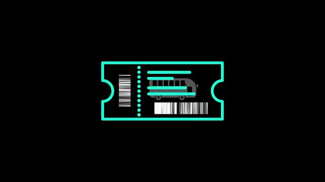 bus ticket animation. ticket with barcode