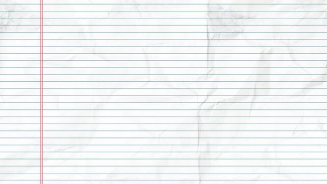 Blank Crumpled Lined Notebook Paper Animation in Stop Motion Style, Wrinkled Handcrafted Paper Texture Background for Creative Motion Graphics, Video Transitions and Design Projects
