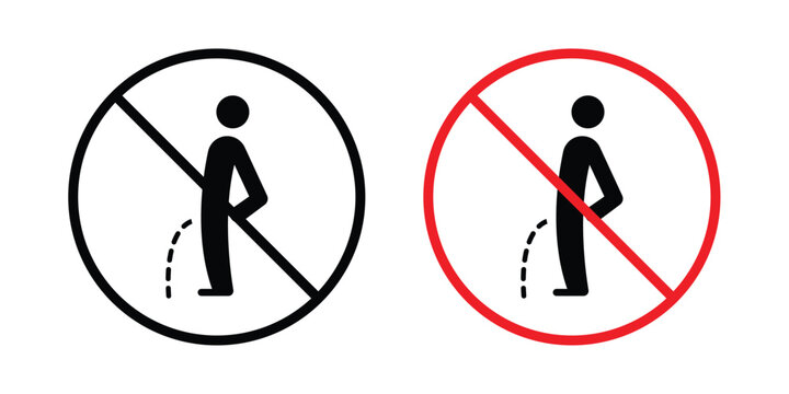 No peeing sign editable stroke Line pack. Clipart icon set