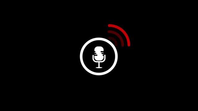 voice recording sing animation. microphone with wi-fi icon