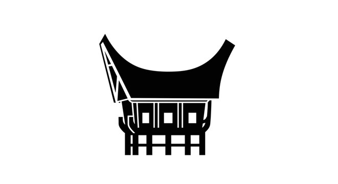 Traditional Indonesian Batak House Silhouette.