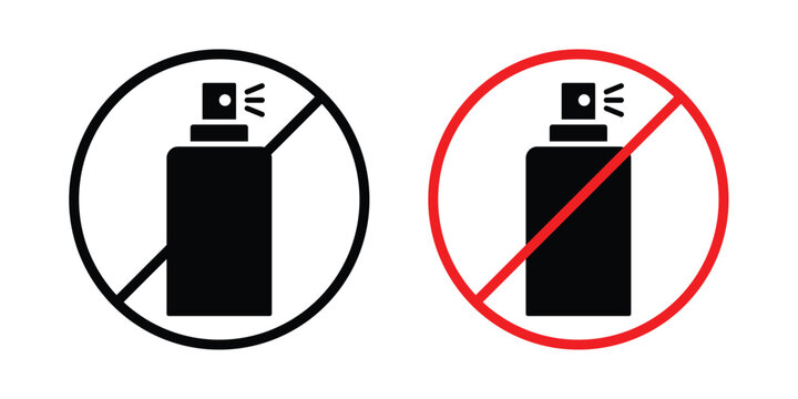 No spray can allowed sign editable stroke Line pack. Clipart icon set