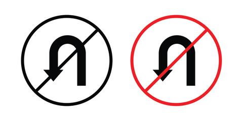 No u turn road sign editable stroke Line pack. Clipart icon set © Warpiya