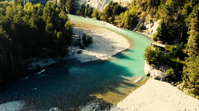 Waterway in the forest of Chur Switzerland River Valley