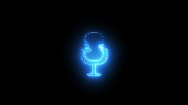 glowing line voice recording sing animation. microphone icon