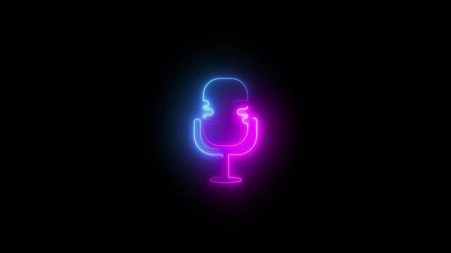 glowing line voice recording sing animation. microphone icon
