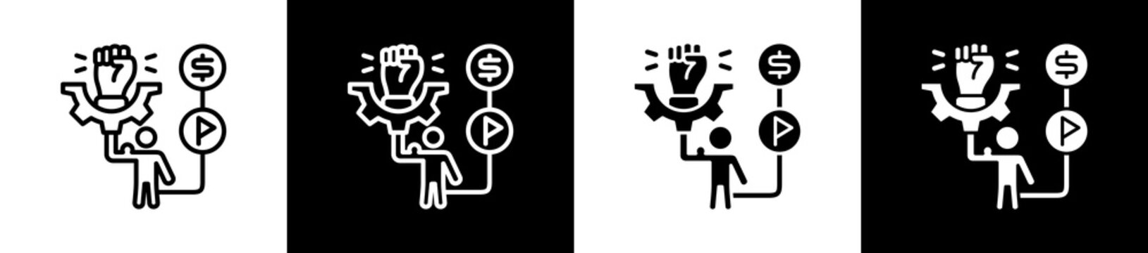 Ability Icon In Outline And Glyph Styles With Black And White Variations